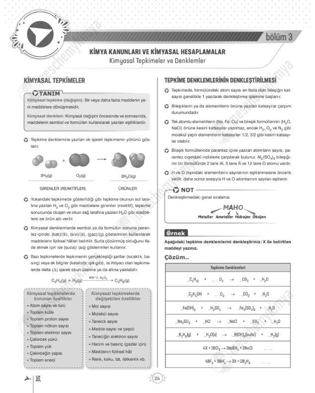 10.sinif-tyt-kimya-kimyasal-tepkimeler-konu-anlatimi