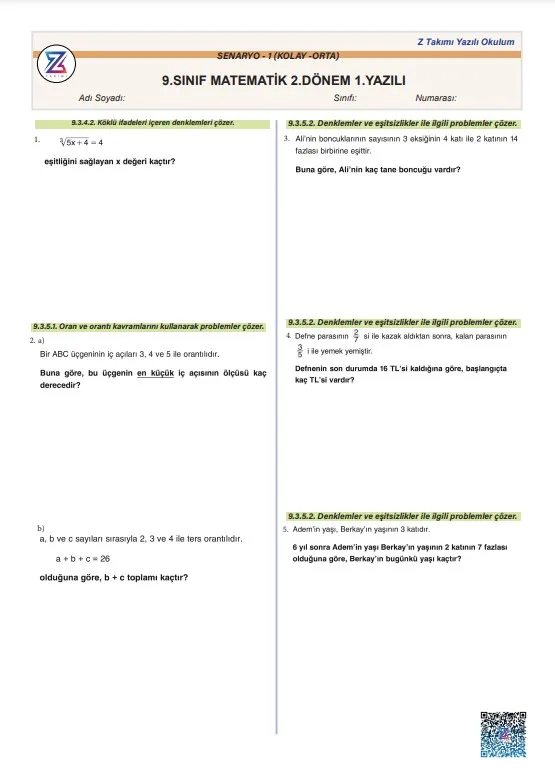 meb-9.sınıf-matematik-2.dönem-1.yazılı-çalışması