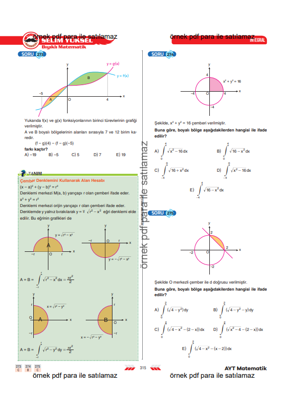 ayt-matematik-integral-alan-hesabı-çember-konu-anlatimi