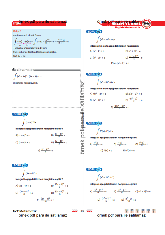 ayt-matematik-integral-integral-değişken-değiştirme-2-konu-anlatimi