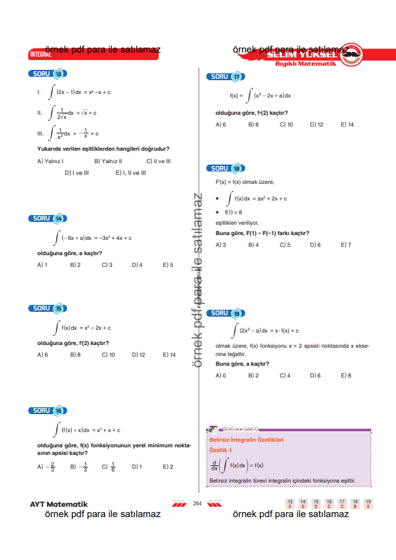 ayt-matematik-integral-türev-integral-arası-ilişki-2-konu-anlatimi