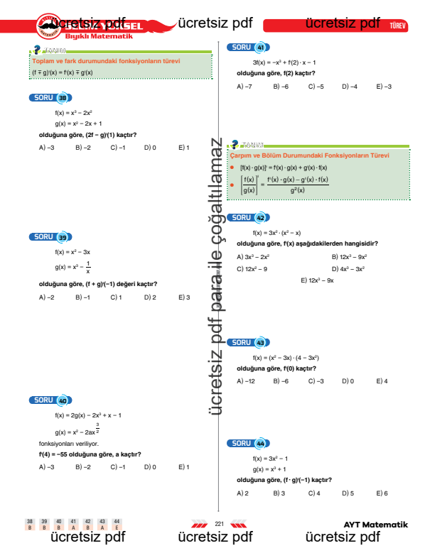 ayt-matematik-türev-çarpımın-bölümün-türevi-konu-anlatimi