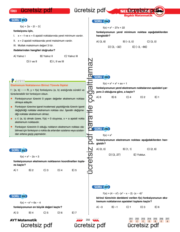 ayt-matematik-türev-ekstremum-noktaları-2-konu-anlatimi