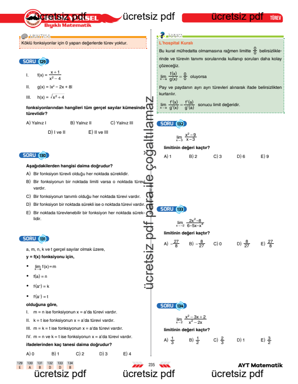 ayt-matematik-türev-l-hospital-kuralı-konu-anlatimi