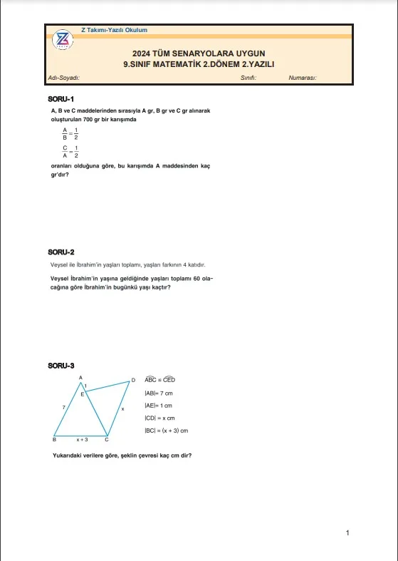 9.sınıf-matematik-2.dönem-2.yazılı-soruları