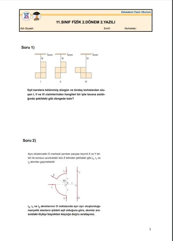 11.sınıf-fizik-2.yazılı-soruları