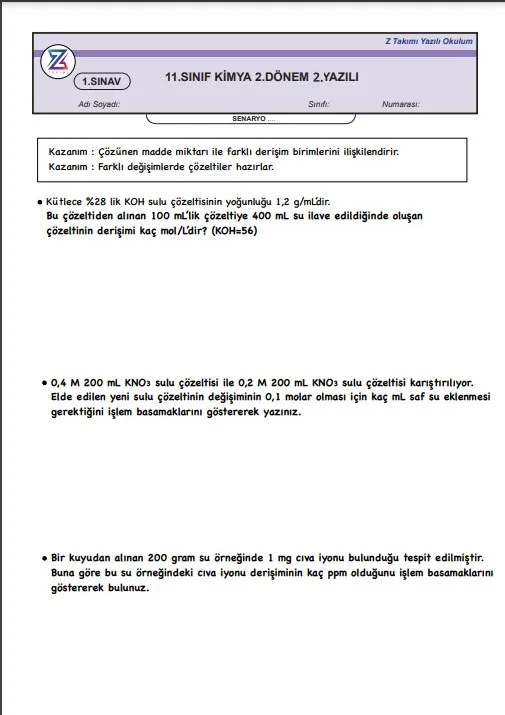 11.sınıf-kimya-yazılı-soruları