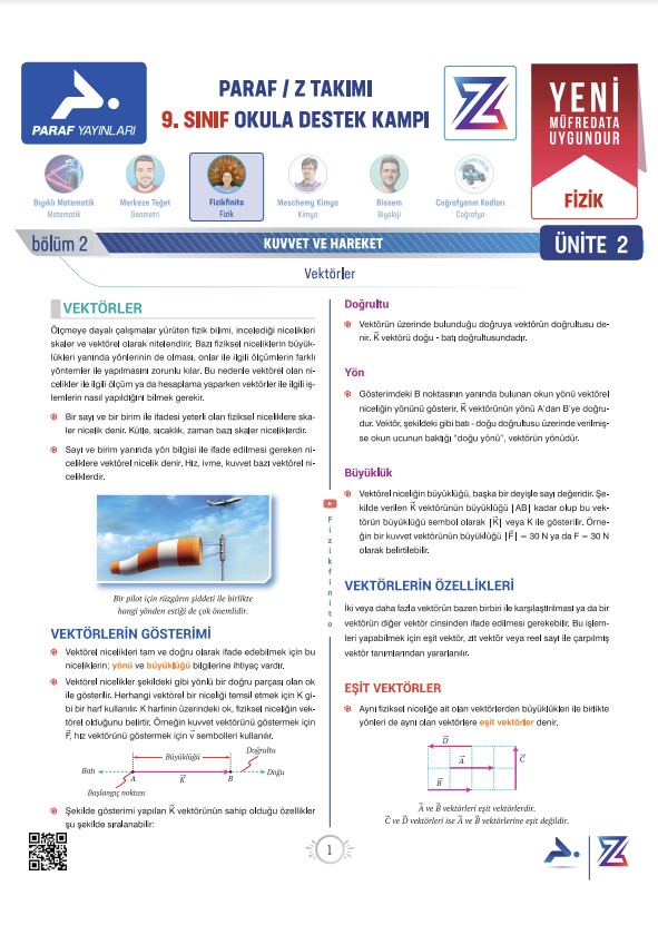 9.sinif-fizik-vektorler-yeni-mufredat-konu-anlatimi